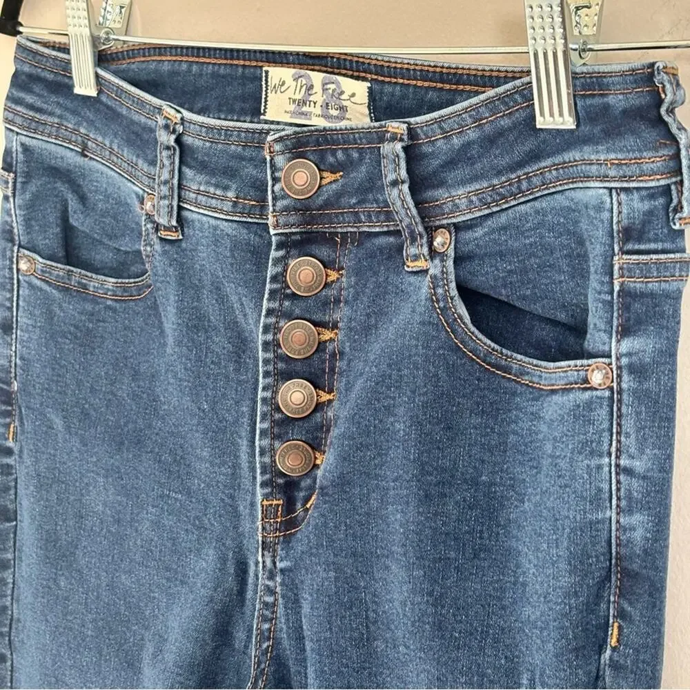 We the free Free People Palo Alto Boot Cut Button Fly Jeans Boho Western Size 28 - Picture 5 of 9